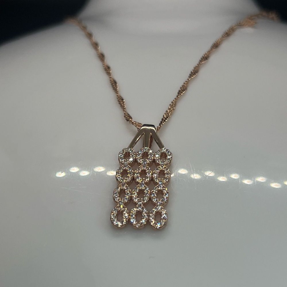 Radiant Elegance: 585 Rose Gold Plated Necklace with Zircon Accents" - Picture 8 of 15